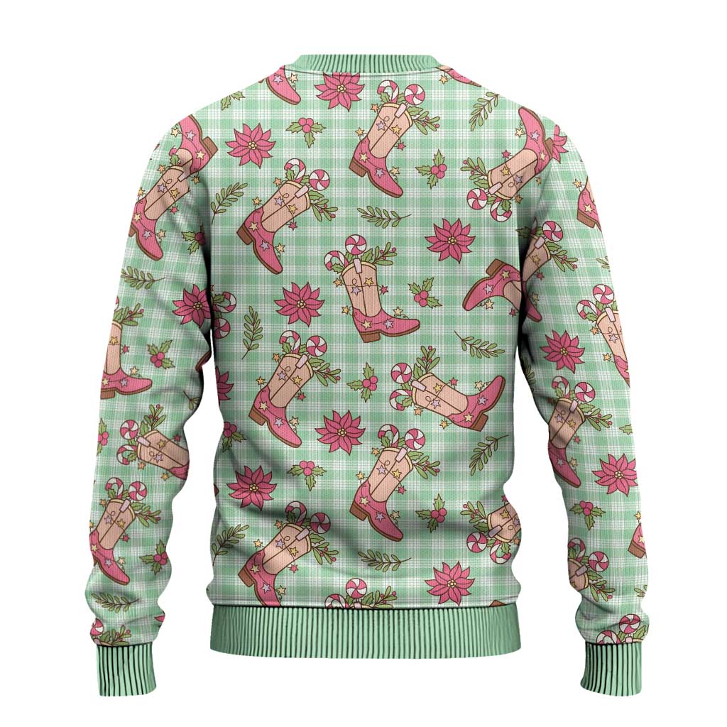 Green Paniolo Palaka Hawaiian Cowgirl Christmas Ugly Christmas Sweater - Polynesian Pride