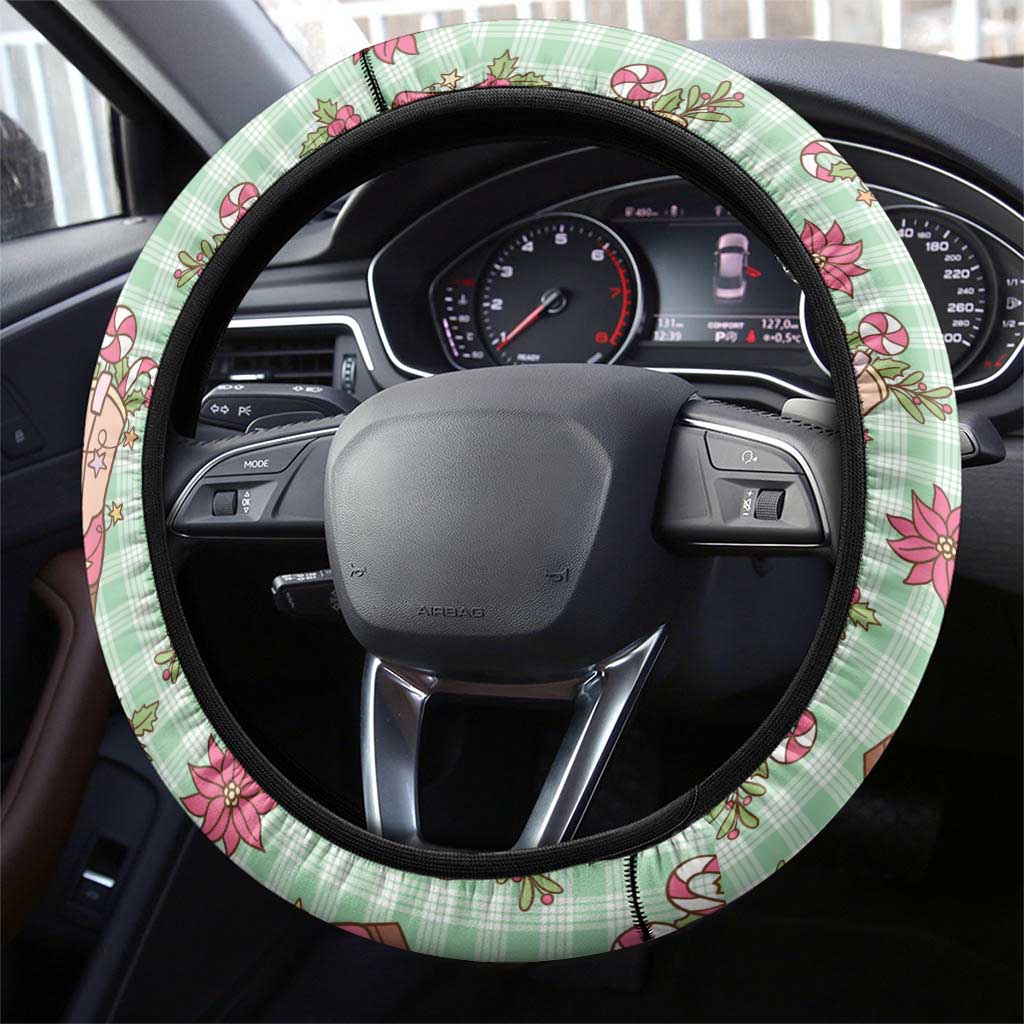 Green Paniolo Palaka Hawaiian Cowgirl Christmas Steering Wheel Cover - Polynesian Pride
