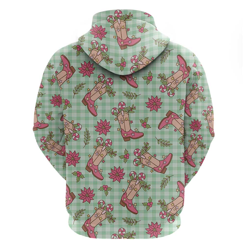 Green Paniolo Palaka Hawaiian Cowgirl Christmas Zip Hoodie - Polynesian Pride