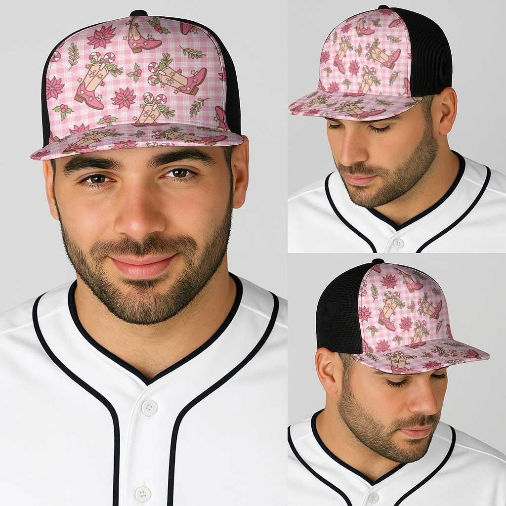 Pink Paniolo Palaka Hawaiian Cowgirl Christmas Baseball Net Cap - Polynesian Pride