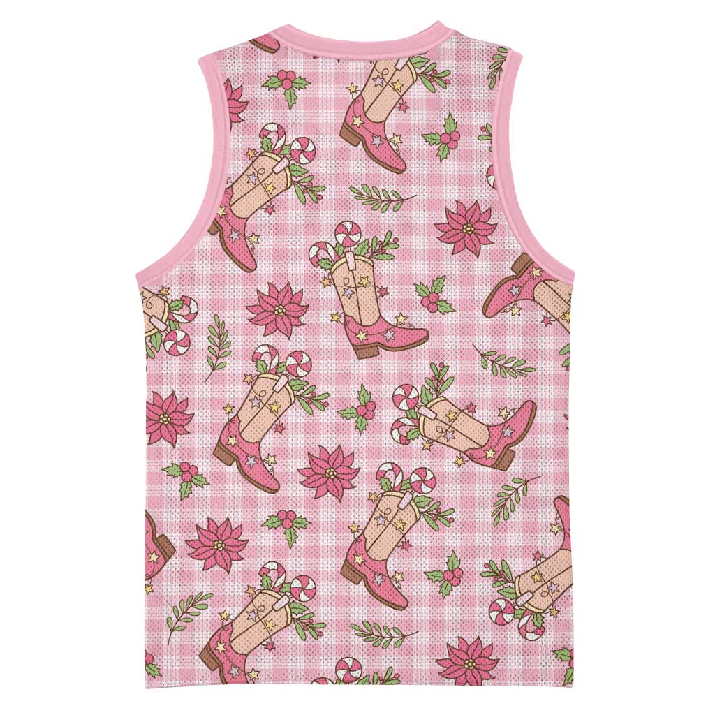 Pink Paniolo Palaka Hawaiian Cowgirl Christmas Basketball Jersey - Polynesian Pride