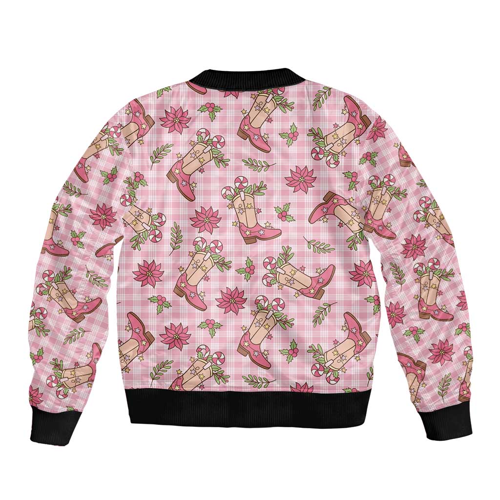 Pink Paniolo Palaka Hawaiian Cowgirl Christmas Bomber Jacket - Polynesian Pride