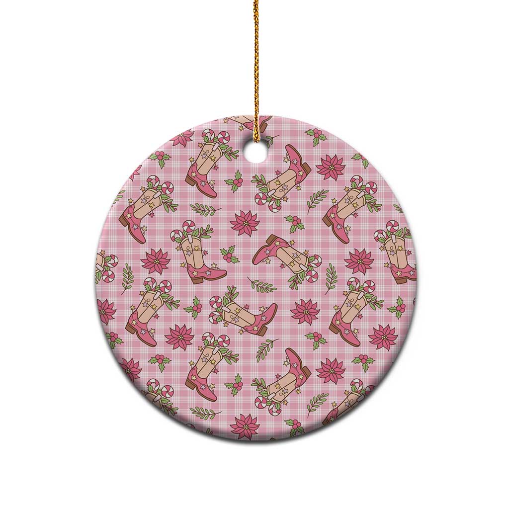 Pink Paniolo Palaka Hawaiian Cowgirl Christmas Ceramic Ornament - Polynesian Pride