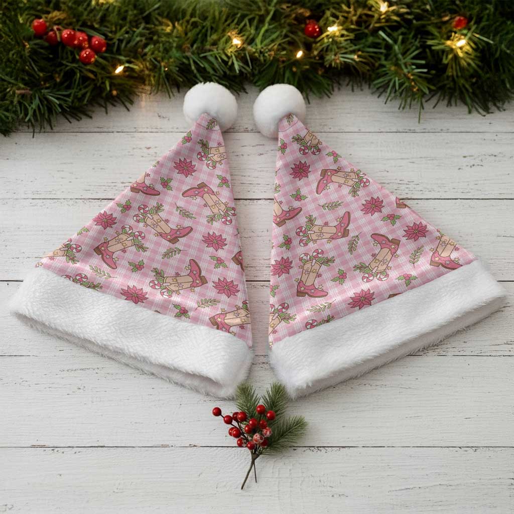 Pink Paniolo Palaka Hawaiian Cowgirl Christmas Santa Hat - Polynesian Pride