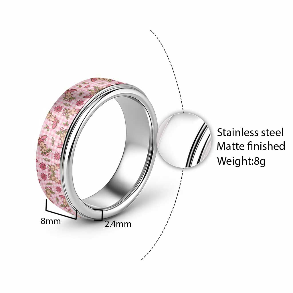 Pink Paniolo Palaka Hawaiian Cowgirl Christmas Classic Ring LT9 - Polynesian Pride
