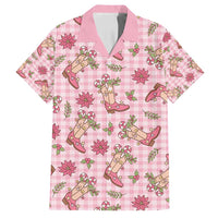 Pink Paniolo Palaka Hawaiian Cowgirl Christmas Family Matching Long Sleeve Bodycon Dress and Hawaiian Shirt - Polynesian Pride