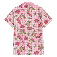 Pink Paniolo Palaka Hawaiian Cowgirl Christmas Family Matching Off Shoulder Maxi Dress and Hawaiian Shirt LT9 - Polynesian Pride