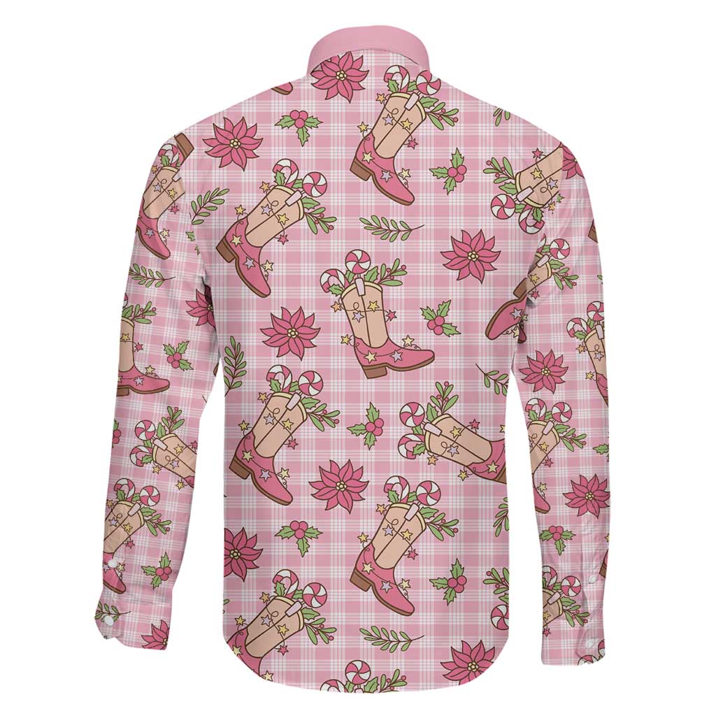 Pink Paniolo Palaka Hawaiian Cowgirl Christmas Family Matching Off Shoulder Maxi Dress and Hawaiian Shirt LT9 - Polynesian Pride