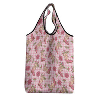 Pink Paniolo Palaka Hawaiian Cowgirl Christmas Grocery Bag - Polynesian Pride