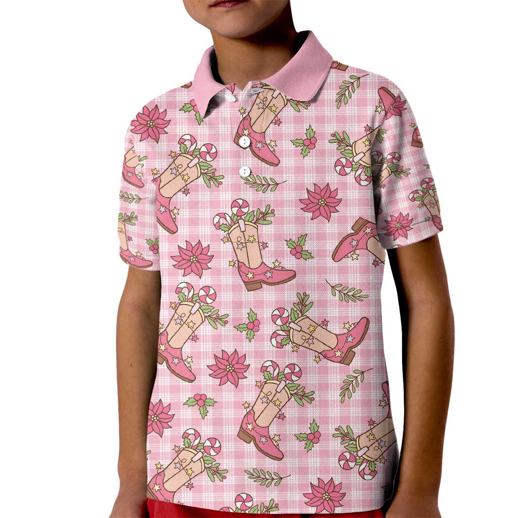 Pink Paniolo Palaka Hawaiian Cowgirl Christmas Kid Polo Shirt - Polynesian Pride