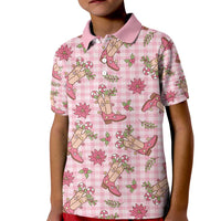 Pink Paniolo Palaka Hawaiian Cowgirl Christmas Kid Polo Shirt - Polynesian Pride
