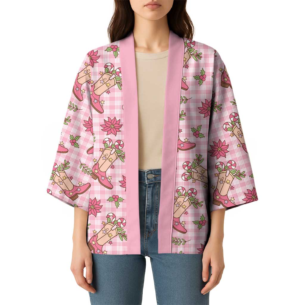 Pink Paniolo Palaka Hawaiian Cowgirl Christmas Kimono - Polynesian Pride