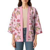 Pink Paniolo Palaka Hawaiian Cowgirl Christmas Kimono - Polynesian Pride