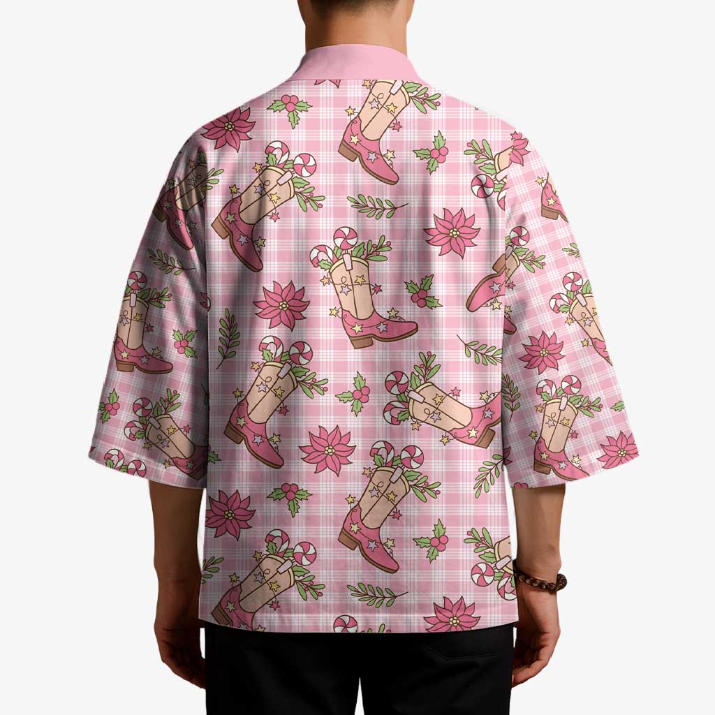 Pink Paniolo Palaka Hawaiian Cowgirl Christmas Kimono - Polynesian Pride
