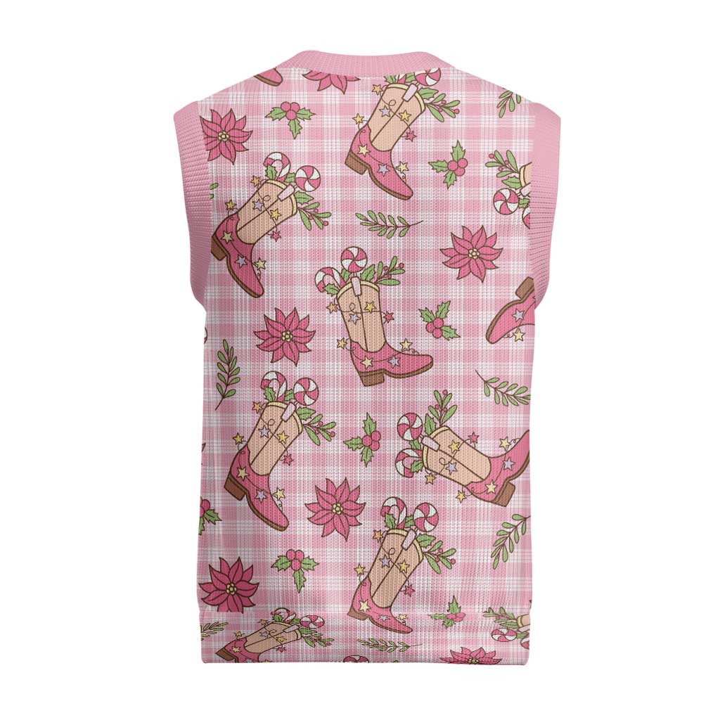 Pink Paniolo Palaka Hawaiian Cowgirl Christmas Knitted V-Neck Vest - Polynesian Pride