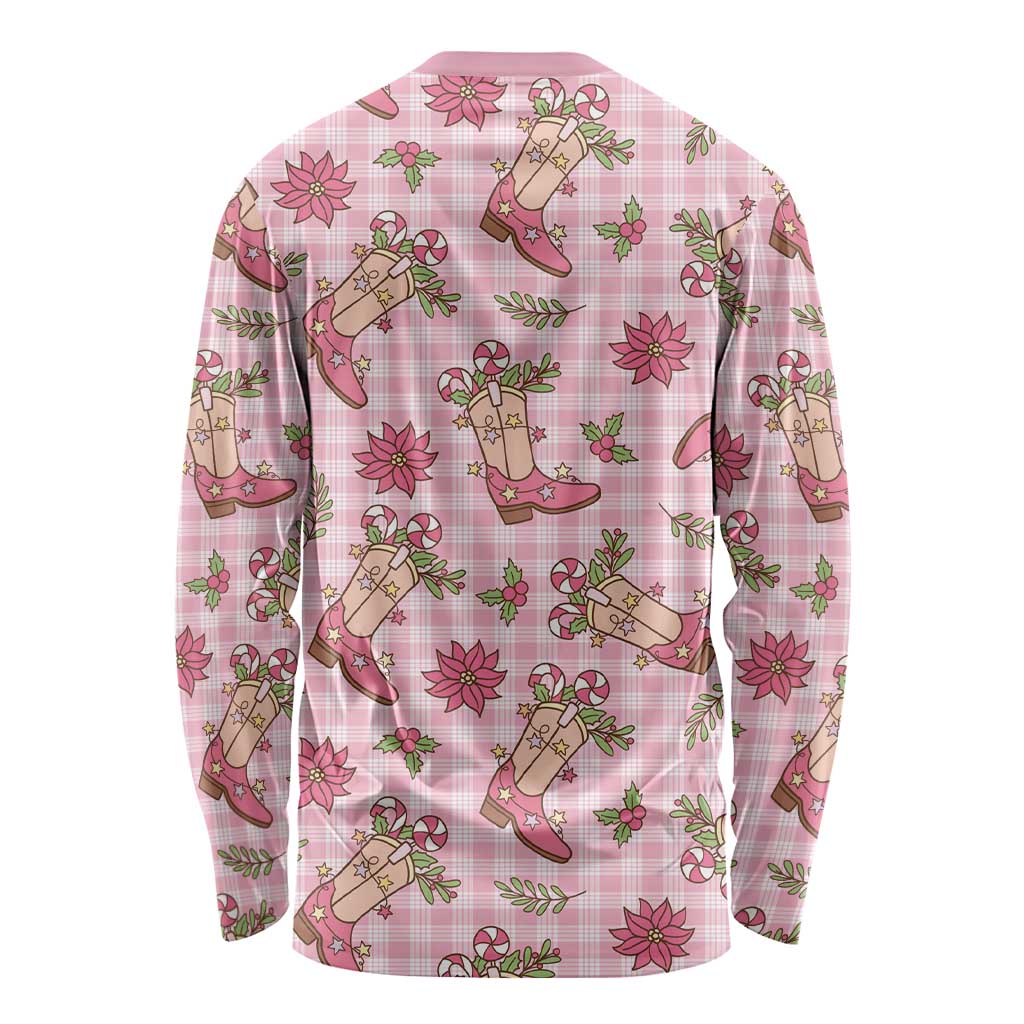 Pink Paniolo Palaka Hawaiian Cowgirl Christmas Long Sleeve Shirt - Polynesian Pride