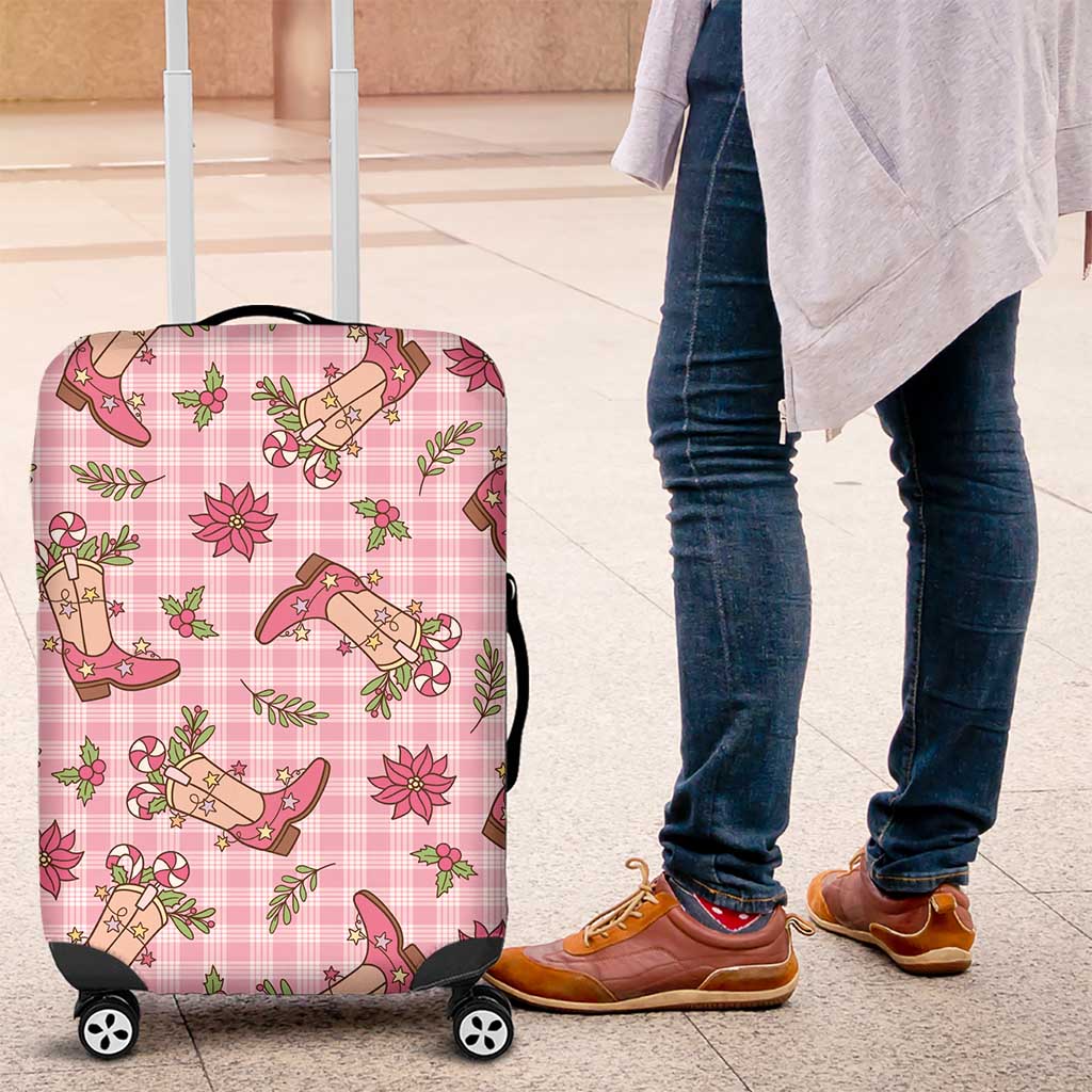 Pink Paniolo Palaka Hawaiian Cowgirl Christmas Luggage Cover - Polynesian Pride