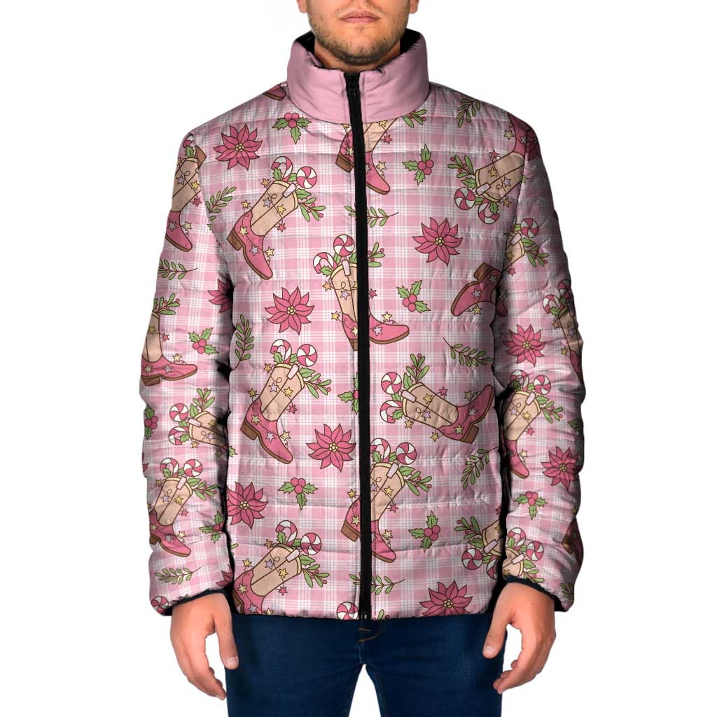 Pink Paniolo Palaka Hawaiian Cowgirl Christmas Padded Jacket - Polynesian Pride