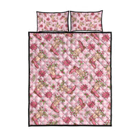 Pink Paniolo Palaka Hawaiian Cowgirl Christmas Quilt Bed Set - Polynesian Pride
