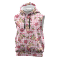 Pink Paniolo Palaka Hawaiian Cowgirl Christmas Sleeveless Hoodie - Polynesian Pride