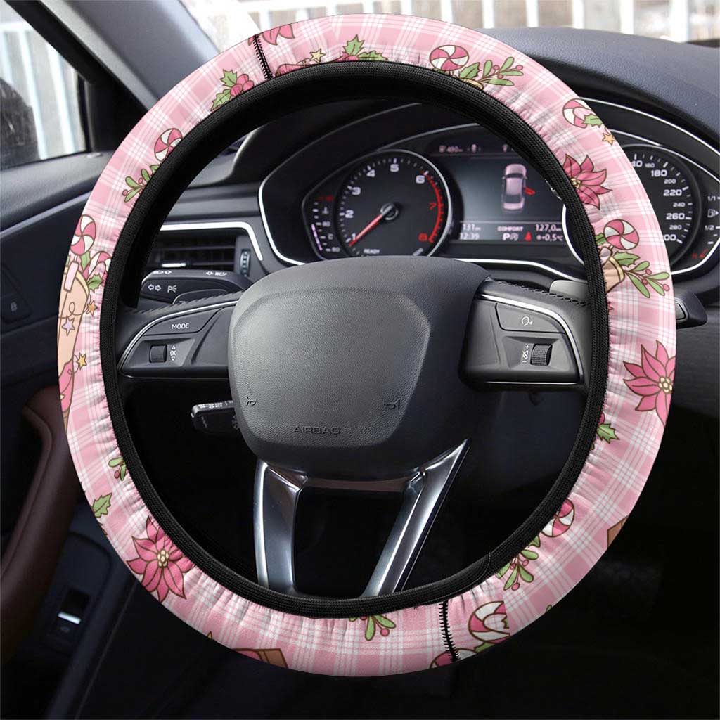 Pink Paniolo Palaka Hawaiian Cowgirl Christmas Steering Wheel Cover - Polynesian Pride