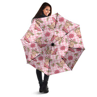 Pink Paniolo Palaka Hawaiian Cowgirl Christmas Umbrella - Polynesian Pride