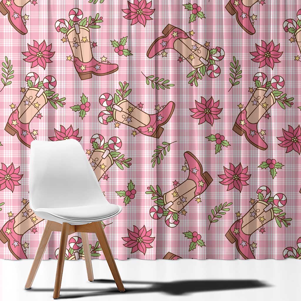 Pink Paniolo Palaka Hawaiian Cowgirl Christmas Window Curtain - Polynesian Pride