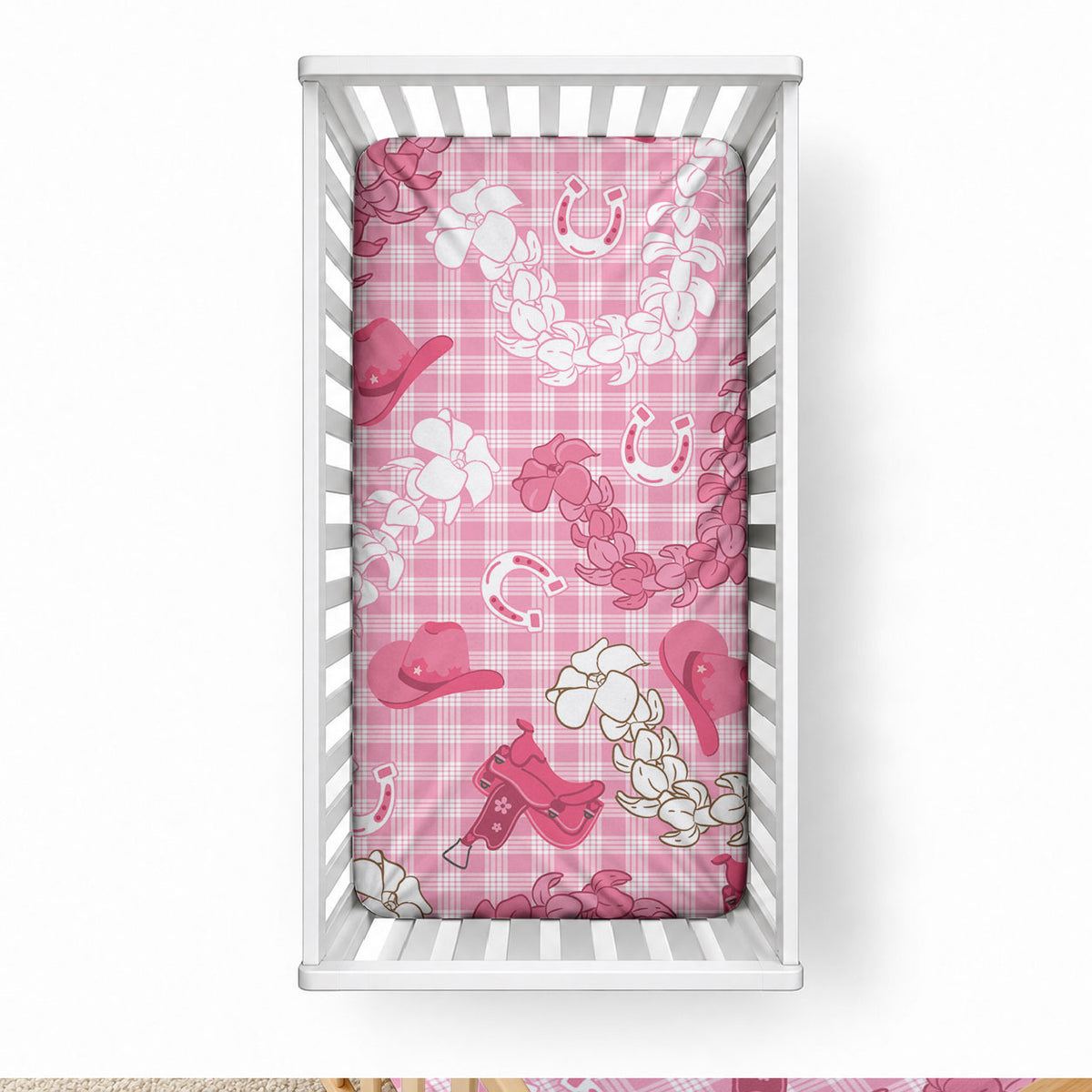 Paniolo Palaka Hawaiian Cowgirl Baby Bed Cover LT9 28 × 52 in Pink - Polynesian Pride