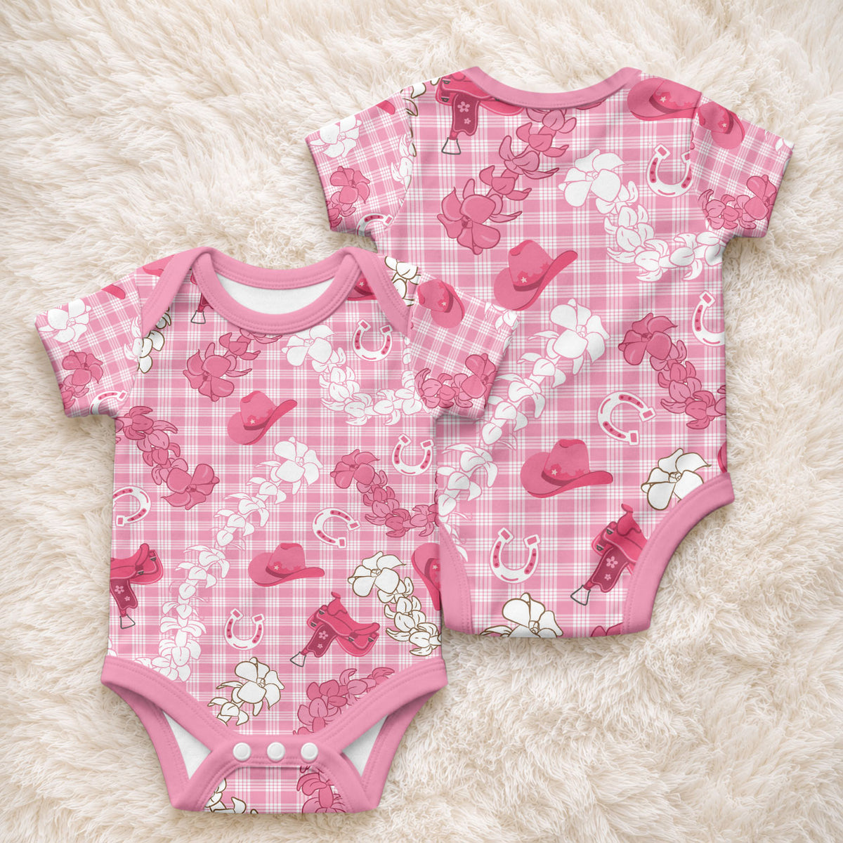 Paniolo Palaka Hawaiian Cowgirl Baby Onesie LT9 - Polynesian Pride