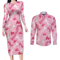 Paniolo Palaka Hawaiian Cowgirl Couples Matching Long Sleeve Bodycon Dress and Long Sleeve Button Shirt - Polynesian Pride