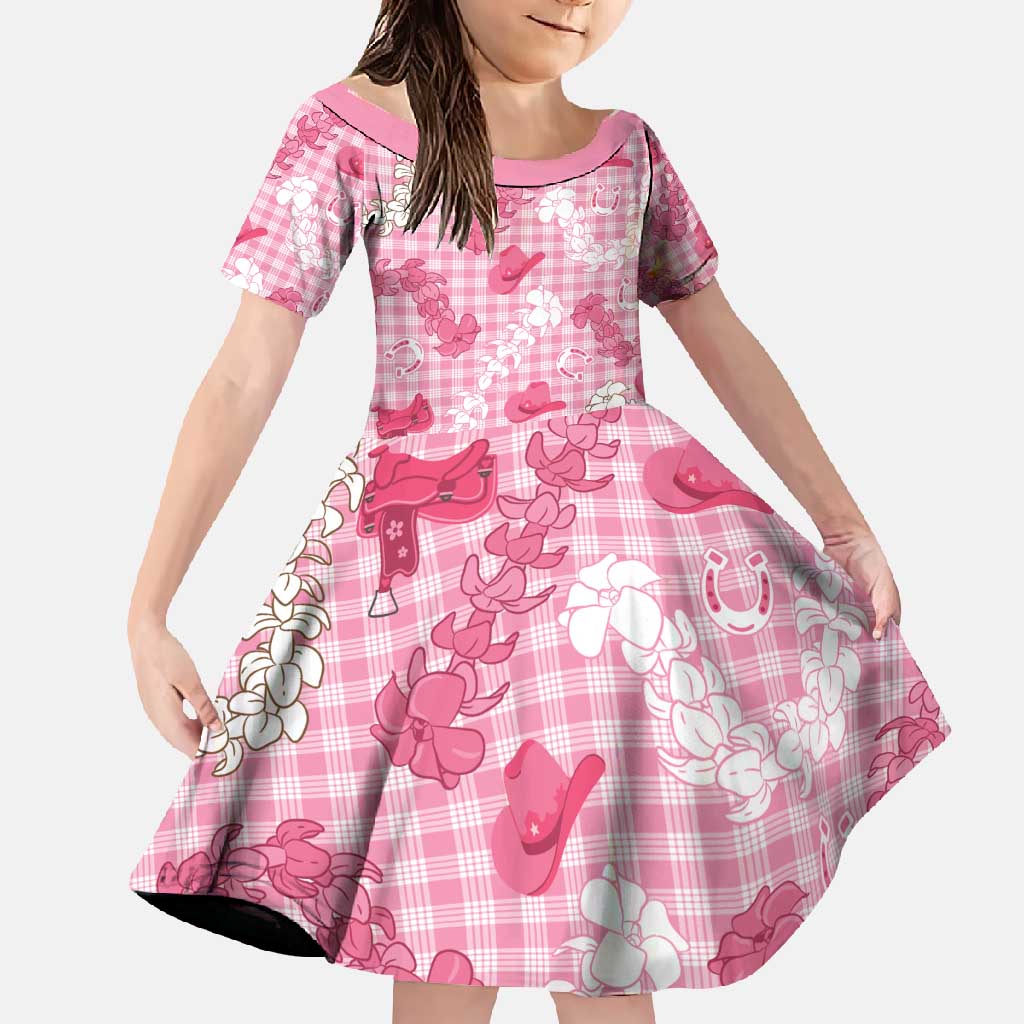 Paniolo Palaka Hawaiian Cowgirl Family Matching Long Sleeve Bodycon Dress and Hawaiian Shirt - Polynesian Pride