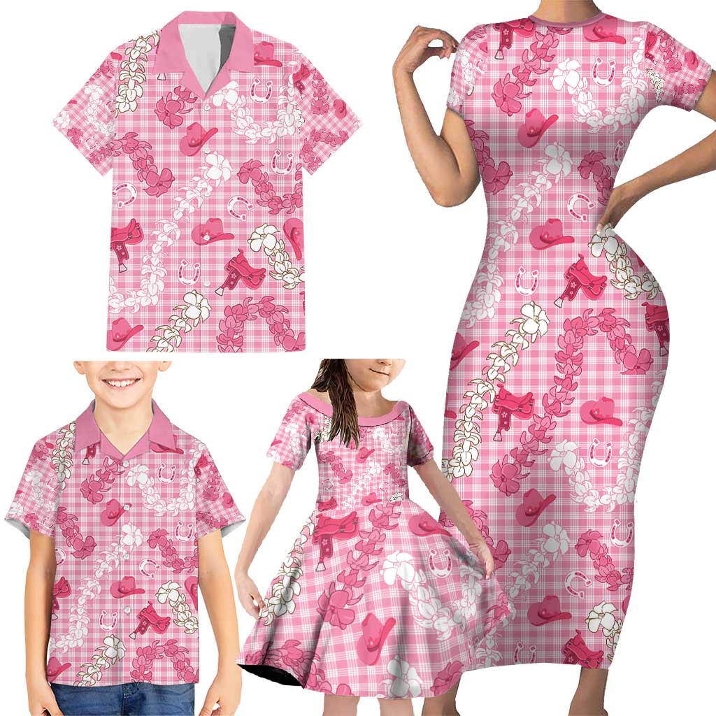 Paniolo Palaka Hawaiian Cowgirl Family Matching Short Sleeve Bodycon Dress and Hawaiian Shirt - Polynesian Pride
