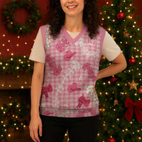 Paniolo Palaka Hawaiian Cowgirl Christmas Knitted V-Neck Vest - Polynesian Pride