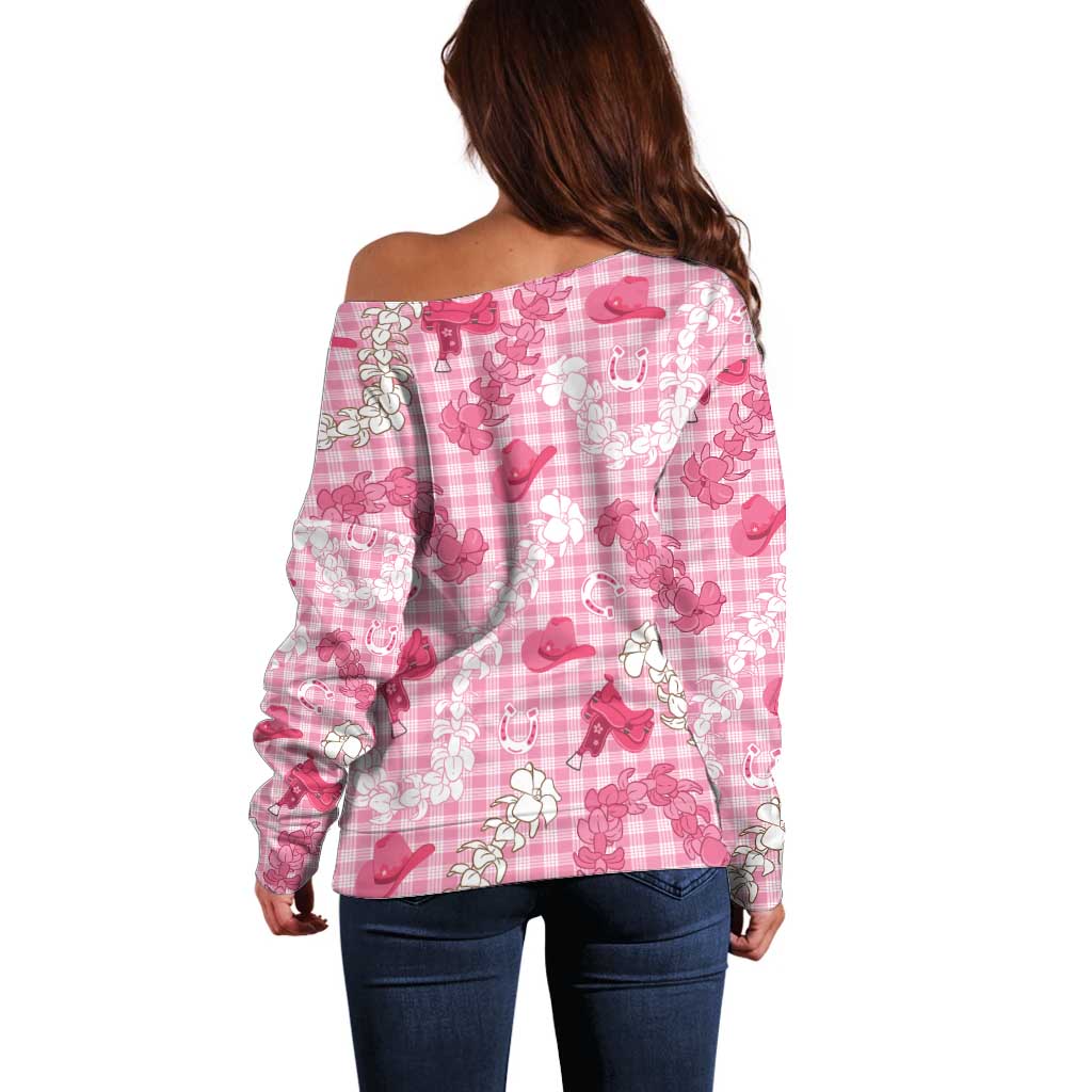 Paniolo Palaka Hawaiian Cowgirl Off Shoulder Sweater - Polynesian Pride