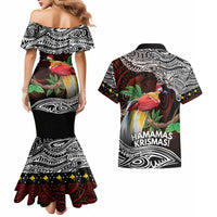 Papua New Guinea Christmas Couples Matching Mermaid Dress and Hawaiian Shirt - Polynesian Pride
