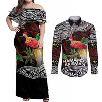 Papua New Guinea Christmas Couples Matching Off Shoulder Maxi Dress and Long Sleeve Button Shirt - Polynesian Pride