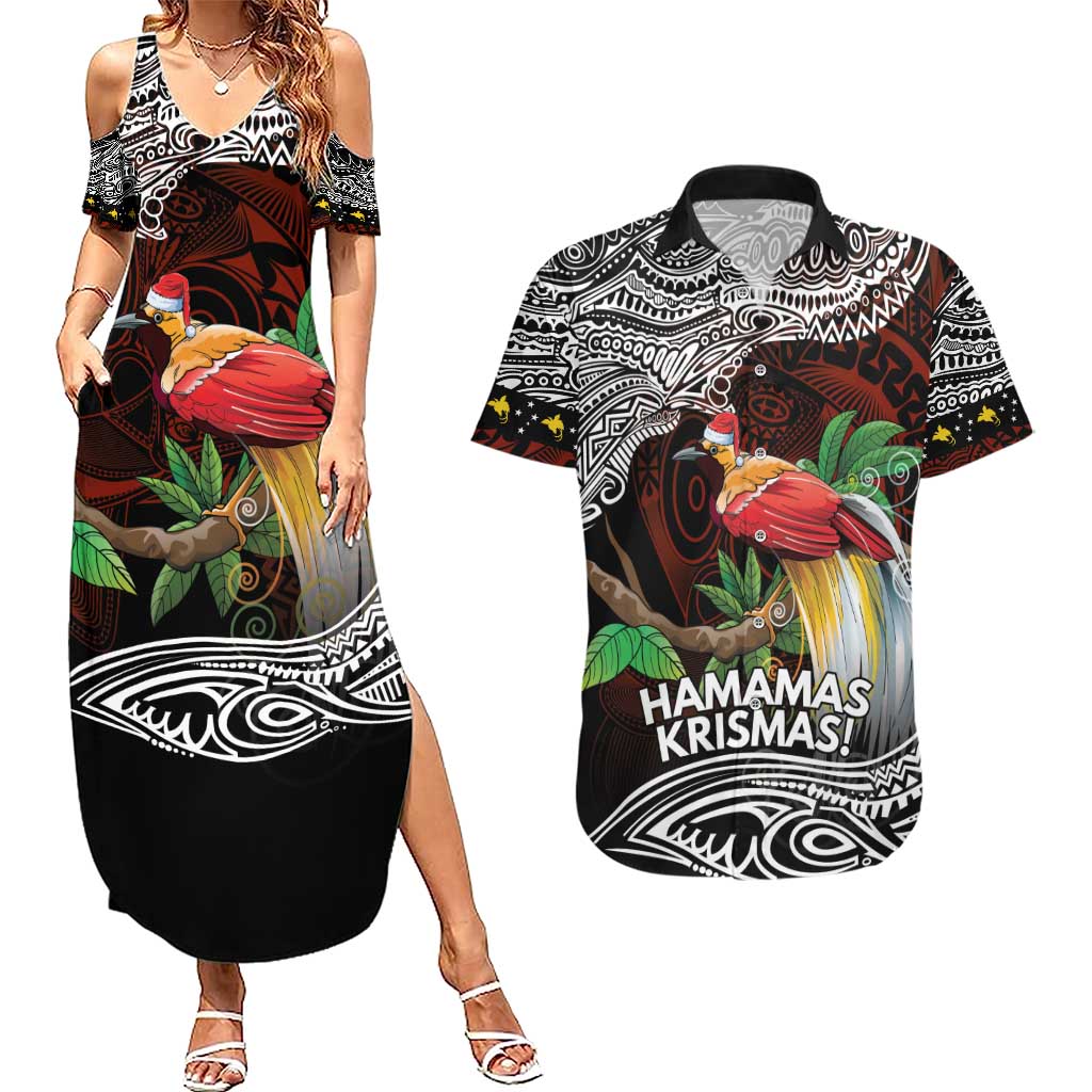 Papua New Guinea Christmas Couples Matching Summer Maxi Dress and Hawaiian Shirt - Polynesian Pride