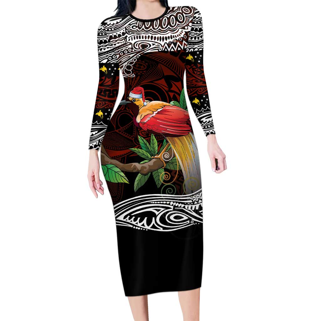 Papua New Guinea Christmas Family Matching Long Sleeve Bodycon Dress and Hawaiian Shirt - Polynesian Pride