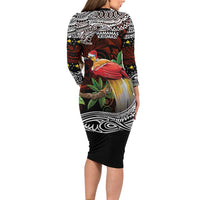 Papua New Guinea Christmas Family Matching Long Sleeve Bodycon Dress and Hawaiian Shirt - Polynesian Pride