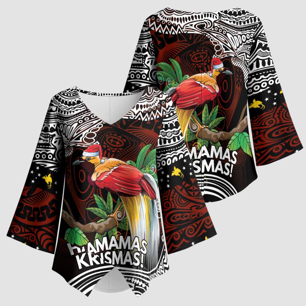 Papua New Guinea Christmas Kimono Sleeve Blouse - Polynesian Pride