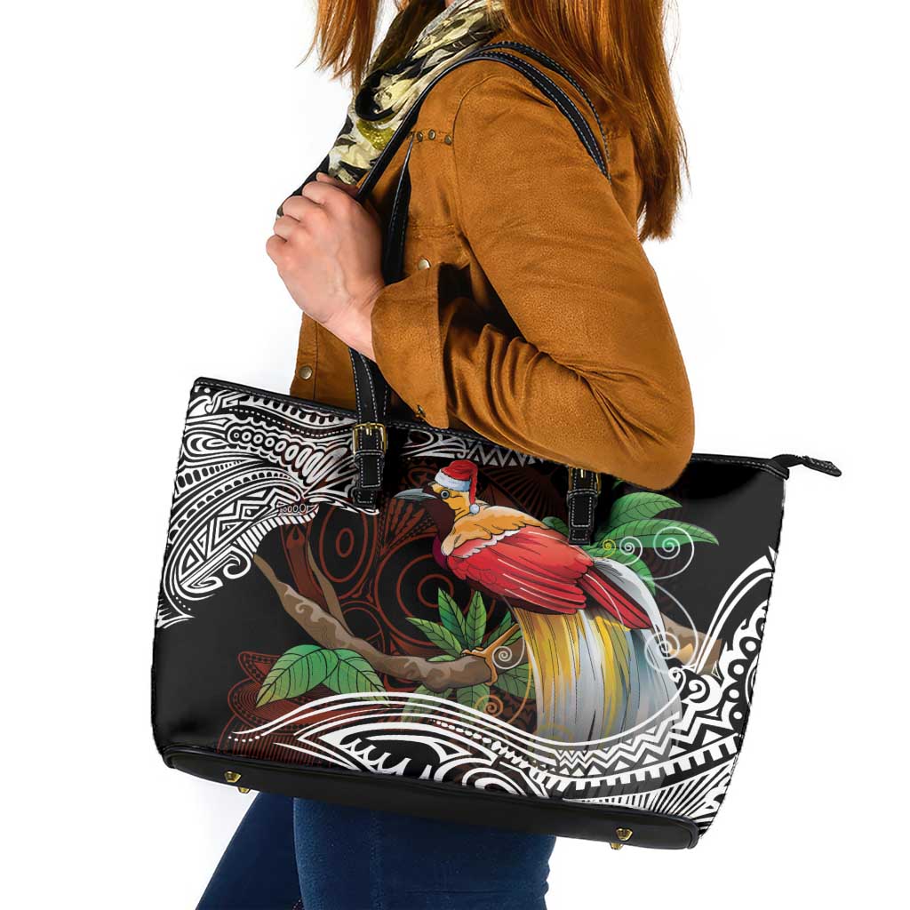 Papua New Guinea Christmas Leather Tote Bag - Polynesian Pride