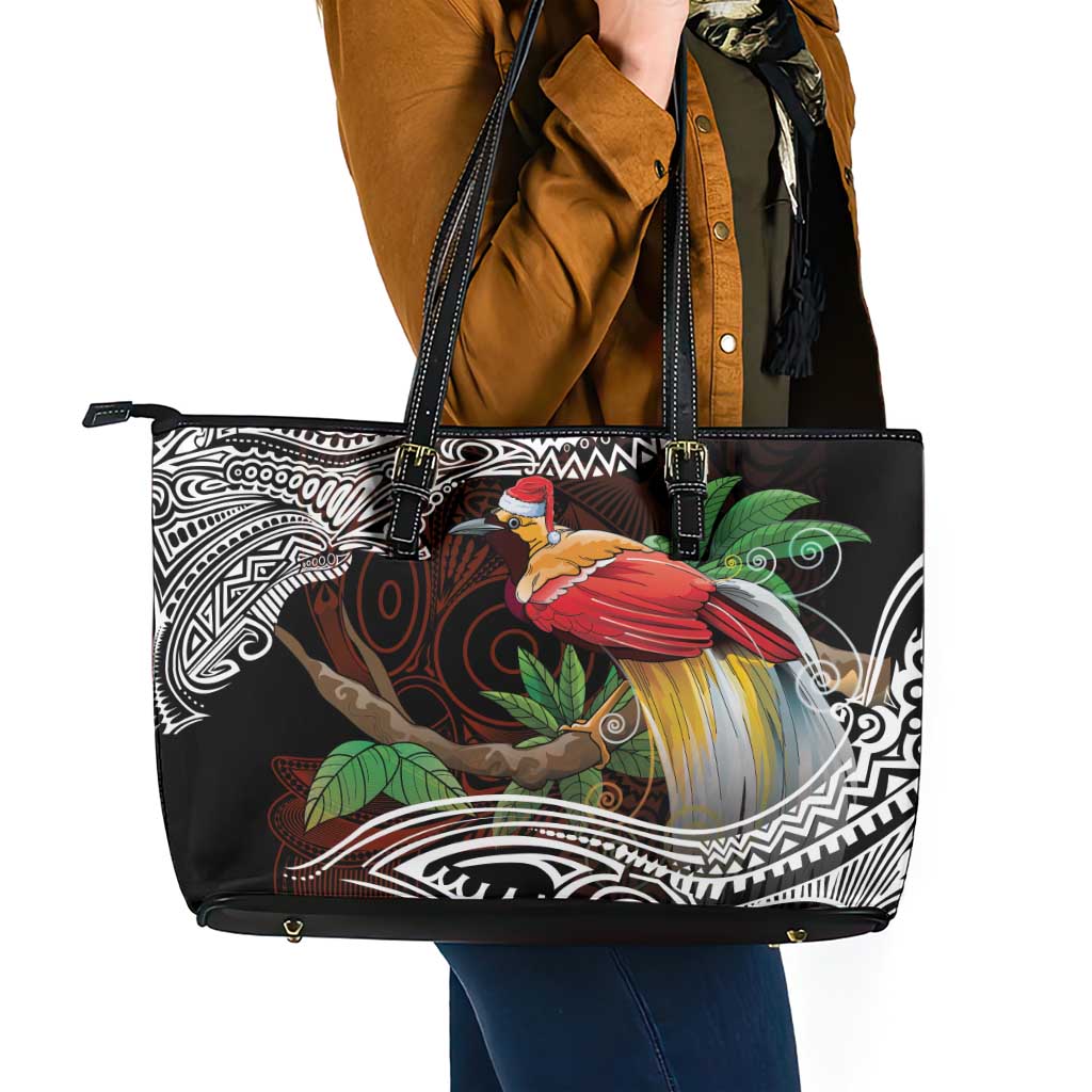 Papua New Guinea Christmas Leather Tote Bag - Polynesian Pride