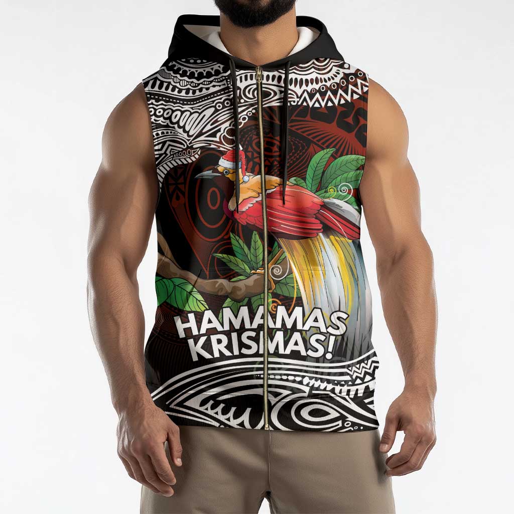 Papua New Guinea Christmas Sleeveless Zip Hoodie - Polynesian Pride