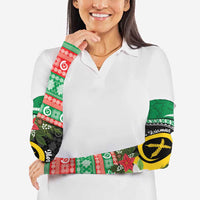 Vanuatu Pig's Tusk Meri Krismas! Arm Sleeves Vanuatuan Sand Drawing Pattern - Polynesian Pride