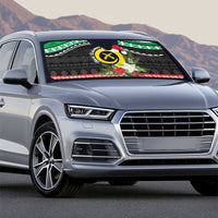 Vanuatu Pig's Tusk Meri Krismas! Auto Sun Shade Vanuatuan Sand Drawing Pattern - Polynesian Pride