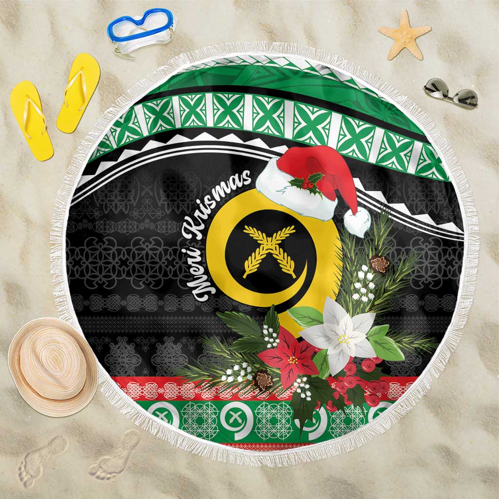 Vanuatu Pig's Tusk Meri Krismas! Beach Blanket Vanuatuan Sand Drawing Pattern - Polynesian Pride