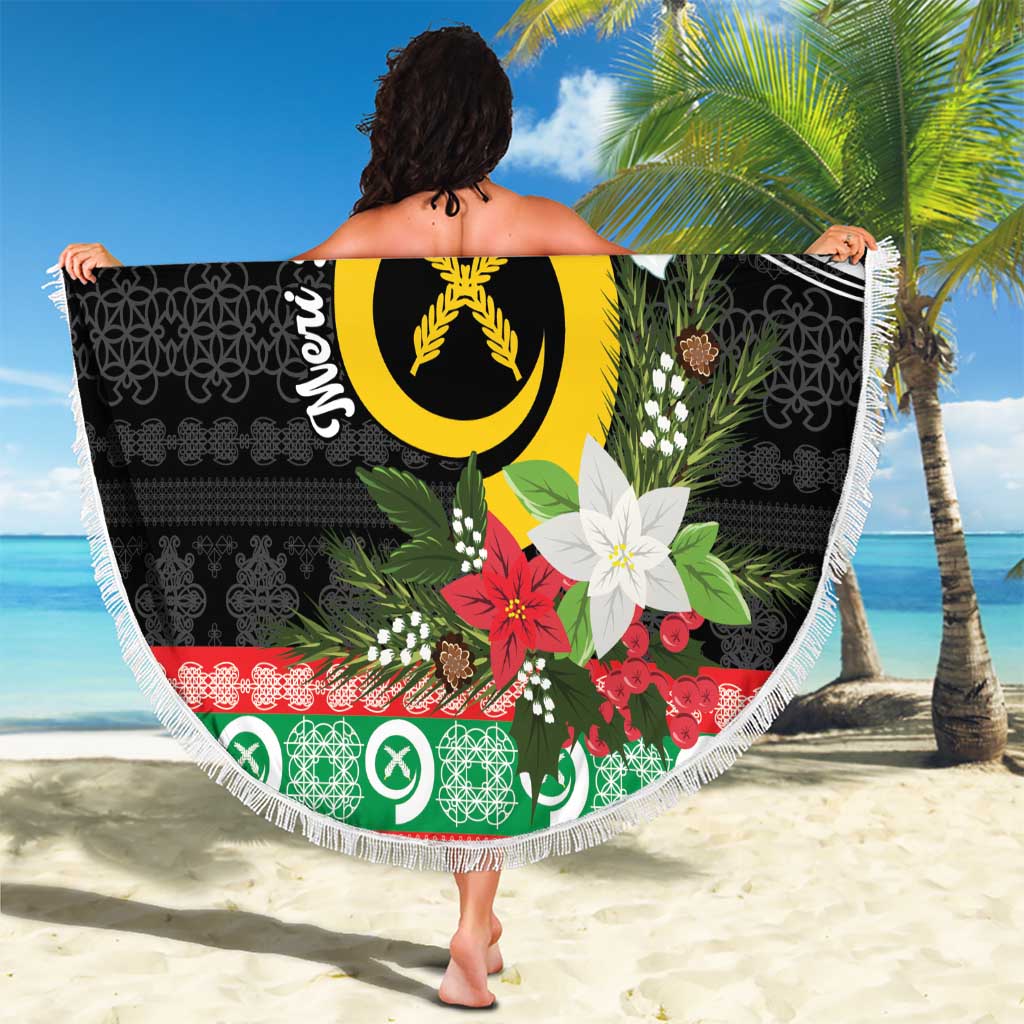 Vanuatu Pig's Tusk Meri Krismas! Beach Blanket Vanuatuan Sand Drawing Pattern - Polynesian Pride