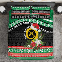 Vanuatu Pig's Tusk Meri Krismas! Bedding Set Vanuatuan Sand Drawing Pattern - Polynesian Pride