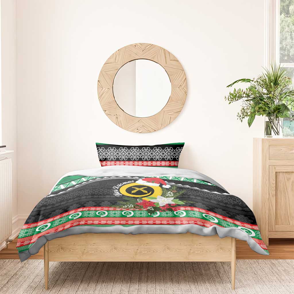 Vanuatu Pig's Tusk Meri Krismas! Bedding Set Vanuatuan Sand Drawing Pattern - Polynesian Pride