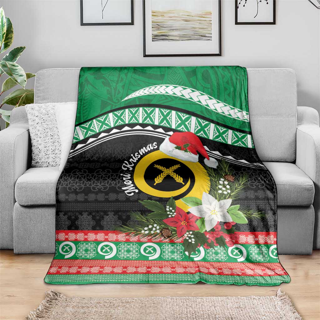 Vanuatu Pig's Tusk Meri Krismas! Blanket Vanuatuan Sand Drawing Pattern - Polynesian Pride